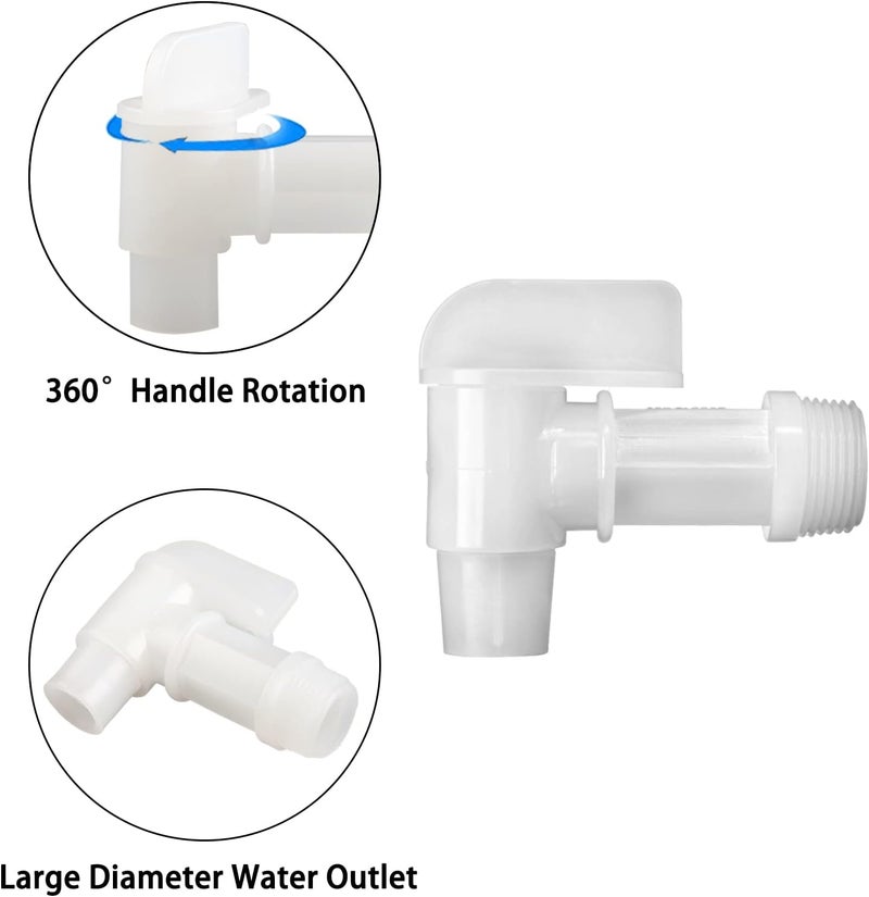 MUGLIO Barrel Faucet White Manual Handle Drum Faucet PE Plastic Drum Tap for Plastic or Steel Oil Drum or Water Container 3/4” by (2PCS) - Image 3